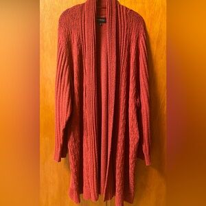 Cozy Open-Front Women’s Cardigan Sweater - Rust